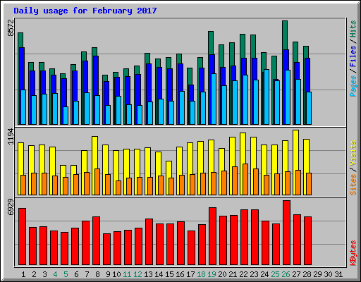 Daily usage for February 2017